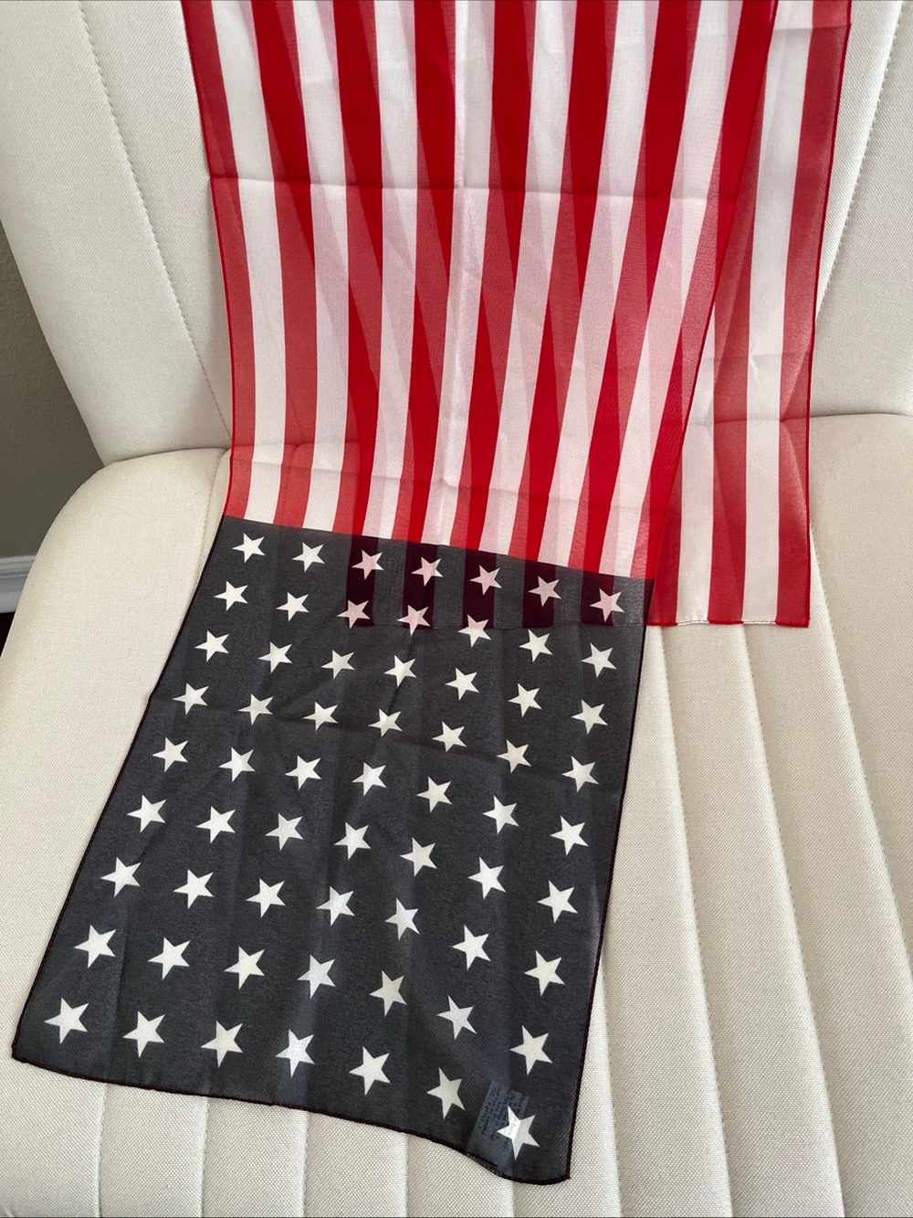 Sheer American Flag Inspired Scarf - Red, White & Blue Stars